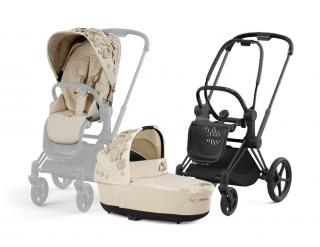 Cybex Priam Kombinovaný kočík 2v1 Simply Flowers Mid Beige Varianta: s podvozokom MATT BLACK
