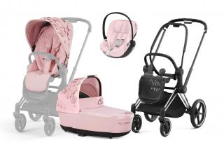 Cybex Priam Kombinovaný kočík 3v1 Simply Flowers Light Pink Varianta: s podvozokom CHROME BLACK