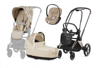 Cybex Priam Kombinovaný kočík 3v1 Simply Flowers Mid Beige Varianta: s podvozokom ROSE GOLD