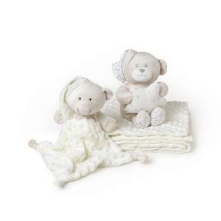 INTERBABY Deka mäkká guličky 80x110cm + maznáčik + plyšová hračka Varianta: krémová