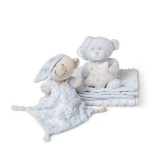 INTERBABY Deka mäkká guličky 80x110cm + maznáčik + plyšová hračka Varianta: Modrá