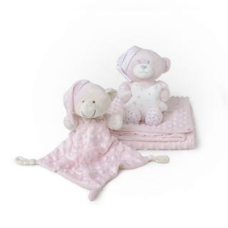 INTERBABY Deka mäkká guličky 80x110cm + maznáčik + plyšová hračka Varianta: ružová