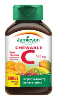 Vitamín C 500 mg tablety na cmúľanie mix troch ovocných príchutí