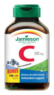 Vitamín C 500 mg tablety na cmúľanie s príchuťou čučoriedky