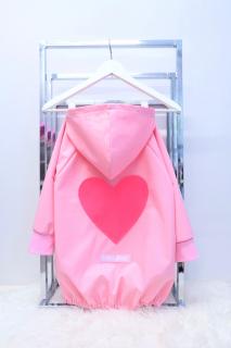 Ľahšia soft predĺžená bunda  srdce  - baby ružová Veľkosť: 1-2 roky