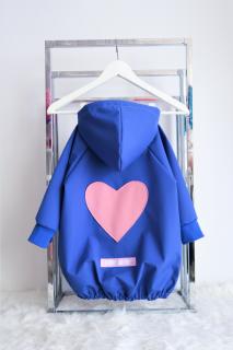 Ľahšia soft predĺžená bunda  srdce  - modrá Veľkosť: 1-2 roky
