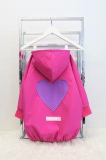 Ľahšia soft predĺžená bunda  srdce  - purpur Veľkosť: 1-2 roky