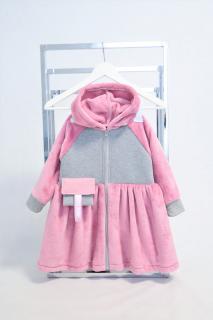 Mikino-kabátik ružová/sivá Veľkosť: 3-4 roky