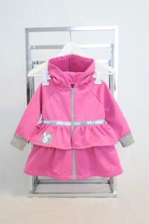Pískací softshellový dvojvolánový kabátik- ružový melír Veľkosť: 1-2 roky