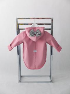 Pískací softshellový kabátik s mašľou ružová/sivá Veľkosť: 1-2 roky