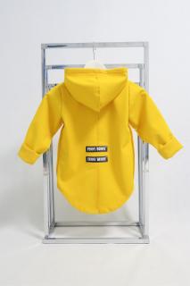 Pískací softshellový kabátik žltý Veľkosť: 1-2 roky