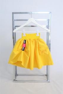 Pískacia sukňa s prackou a vreckom žltá Veľkosť: 1-2 roky