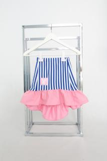 Pískacia sukňa s volánom pásik modrá/baby ružová Veľkosť: 1-2 roky