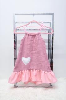 Pískacie šaty z dvojitej gázoviny s volánom ružová/baby ružová Veľkosť: 1-2 roky
