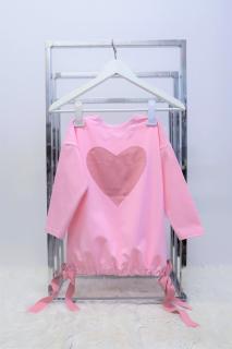 Predĺžené pískacie tričko so srdiečkom a sťahovaním baby ružová Veľkosť: 1-2 roky