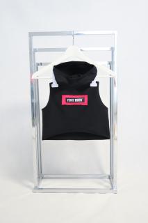 Teplákový pískací crop top čierna/cyklamén Veľkosť: 7-8 rokov