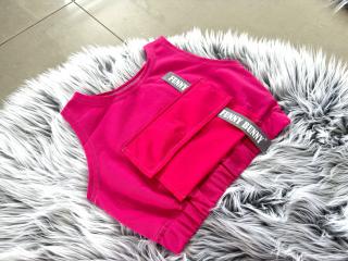 Teplákový pískací crop top s vreckom jasný cyklamén Veľkosť: 7-8 rokov