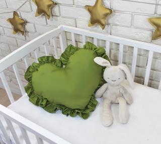 Baby Nellys Dekoračné obojstranný vankúšik - Srdce, 45 x 40 cm - olivové, zelené