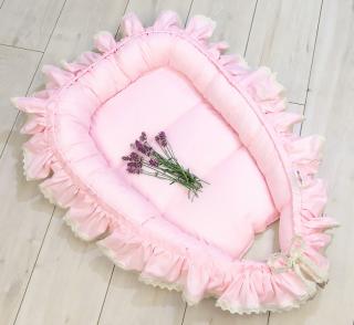 Baby Nellys Dojčenské hniezdočko, kokon Boho Style LUX, 60 x 90 cm - ružové, pudrové