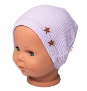 Baby Nellys Rebrovaná čiapka Hviezdičky - lila Velikost koj. oblečení: 68-74 (6-9m)