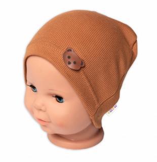 Baby Nellys Rebrovaná čiapka Macko - hnedá Velikost koj. oblečení: 68-74 (6-9m)