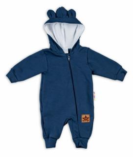 Baby Nellys ® Teplákový overal s kapucňou - granát Velikost koj. oblečení: 56 (1-2m)