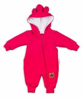 Baby Nellys ® Teplákový overal s kapucňou - malinový Velikost koj. oblečení: 56 (1-2m)