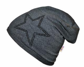 Bavlnená čiapočka Baby Nellys ® - Hvezdička/čierny lem Velikost koj. oblečení: 80-98 (9-36m)