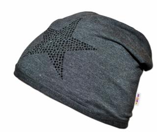 Bavlnená čiapočka Baby Nellys ® - Hviezda čierna Velikost koj. oblečení: 80-98 (9-36m)