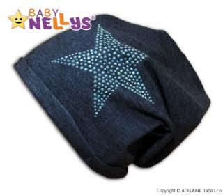 Bavlnená čiapočka Baby Nellys ® - Hviezda modrá Velikost koj. oblečení: 80-98 (9-36m)