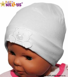 Bavlnená čiapočka Medvedík Baby Nellys ® - biela Velikost koj. oblečení: 56-68 (0-6 m)