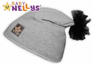 Bavlnená čiapočka Tutu kvetinka Baby Nellys ® - sivý melír Velikost koj. oblečení: 104 (3-4r)