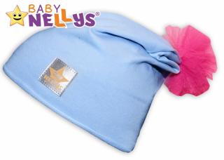 Bavlnená čiapočka Tutu květinka Baby Nellys ® - sv. modrá Velikost koj. oblečení: 104 (3-4r)