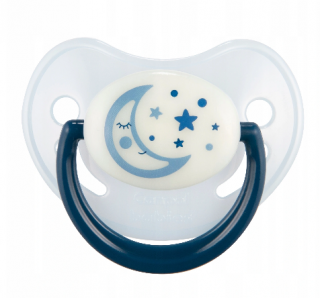 Canpol babies Cumlík silikonový anatomický, svítící 18 m+ C - modrý