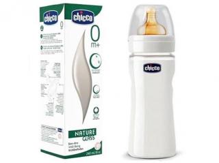 Dojčenská fľaša Chicco Nature Glass - SKLO 240 ml kaučuk