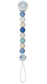 Goki Drevený retiazka na cumlík 17 cm - Hviezdička, modro-biela
