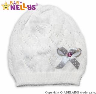 Háčkovaná čiapočka Mašlička Baby Nellys ® - biela Velikost koj. oblečení: 80-98 (9-36m)