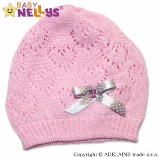 Háčkovaná čiapočka Mašlička Baby Nellys ® - sv. ružová Velikost koj. oblečení: 80-98 (9-36m)