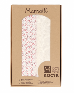 Mamatti Detská bavlněná deka s minky, Rozeta - 75 x 90 cm, růžová-ecru