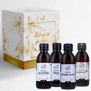 Adelle Davis Darčekový balíček ZDRAVIE (lipozomálny vitamín D3+K2 200ml, lipozomálny glutatión 200ml, Lipozomálny B-komplex 200ml, lipozomálny zinok…