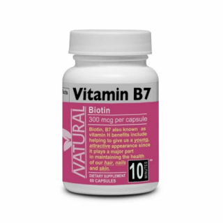 Vitamín B7 Biotín (vitamín H), 300mcg, 60 kapsúl