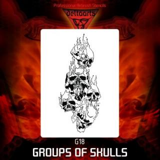 Airbrush šablona Group of skulls g18