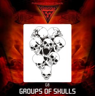 Airbrush šablona Group of skulls g8