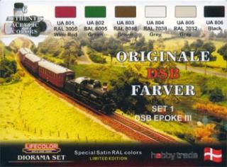 Set dioramatických farieb LifeColor XS03 ORIGINALE DSB FARVER SET1 DSB EPOKE III