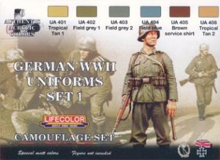 Set kamuflážnych farieb LifeColor CS04 GERMAN WWII UNIFORMS SET1