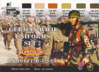 Set kamuflážnych farieb LifeColor CS05 GERMAN WWII UNIFORMS SET2