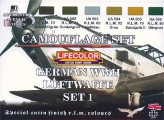 Set kamuflážnych farieb LifeColor CS06 GERMAN WWII LUFTWAFFE SET1