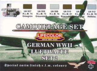 Set kamuflážnych farieb LifeColor CS07 GERMAN WWII LUFTWAFFE SET2