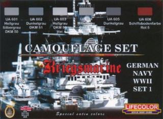 Set kamuflážnych farieb LifeColor CS09 GERMAN NAVY WWII SET1 Kriegsmarine