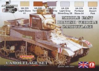 Set kamuflážnych farieb LifeColor CS16 MIDDLE EAST BRITISH VEHICLE CAMOUFLAGE